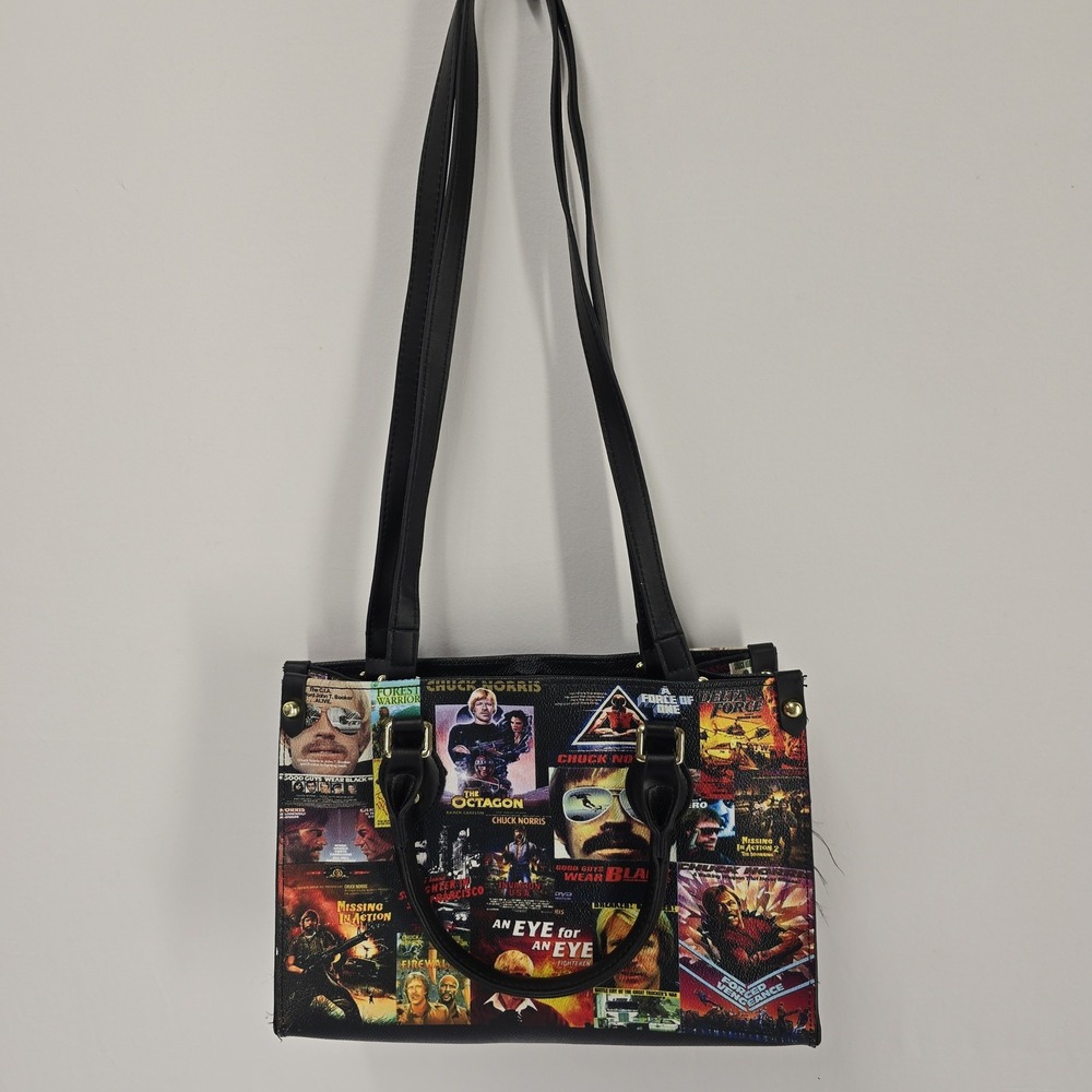Chuck Norris Movie Poster Satchel Handbag Women Black - Picture 3 of 7